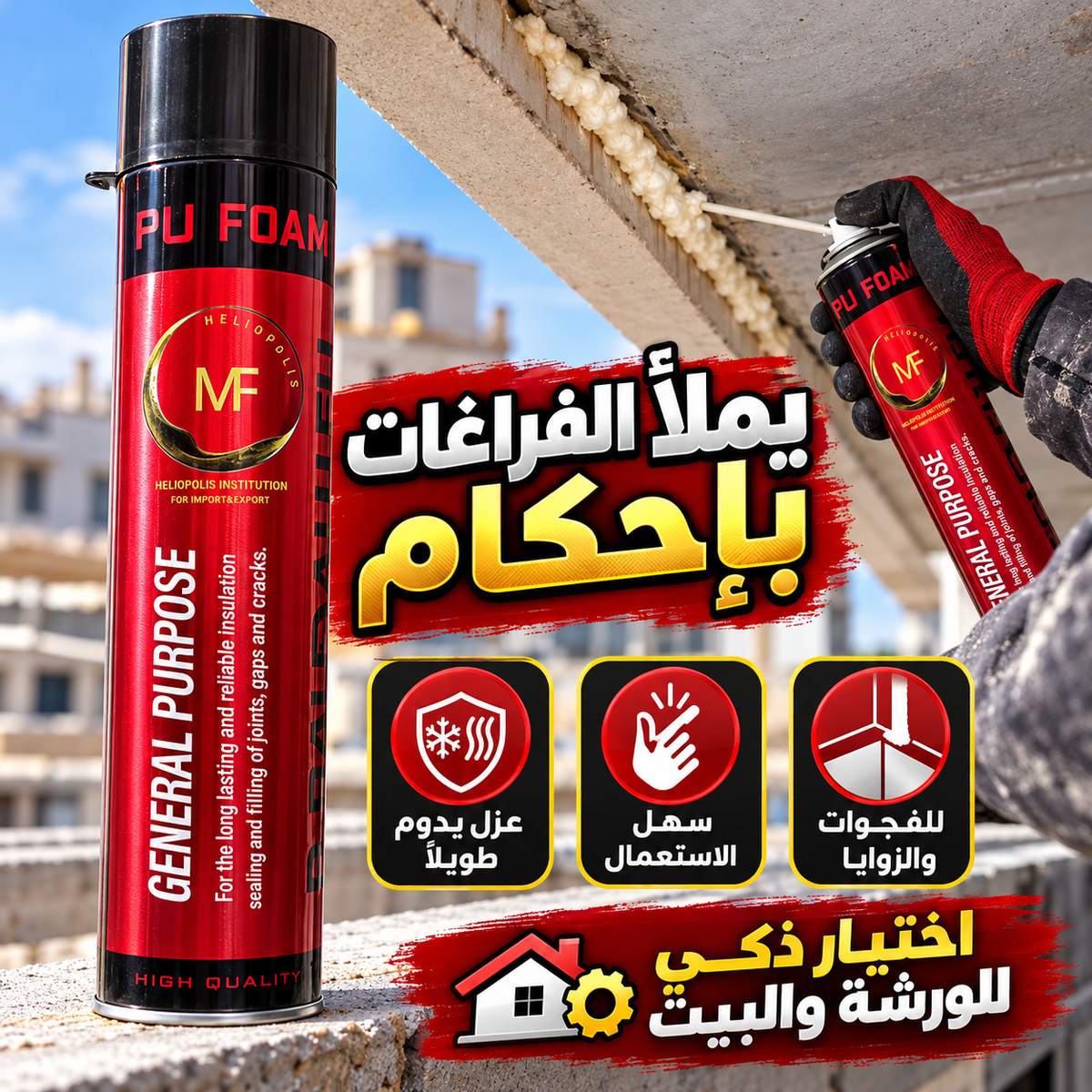 فوم عازل PU FOAM MF لسد الفراغات والشقوق