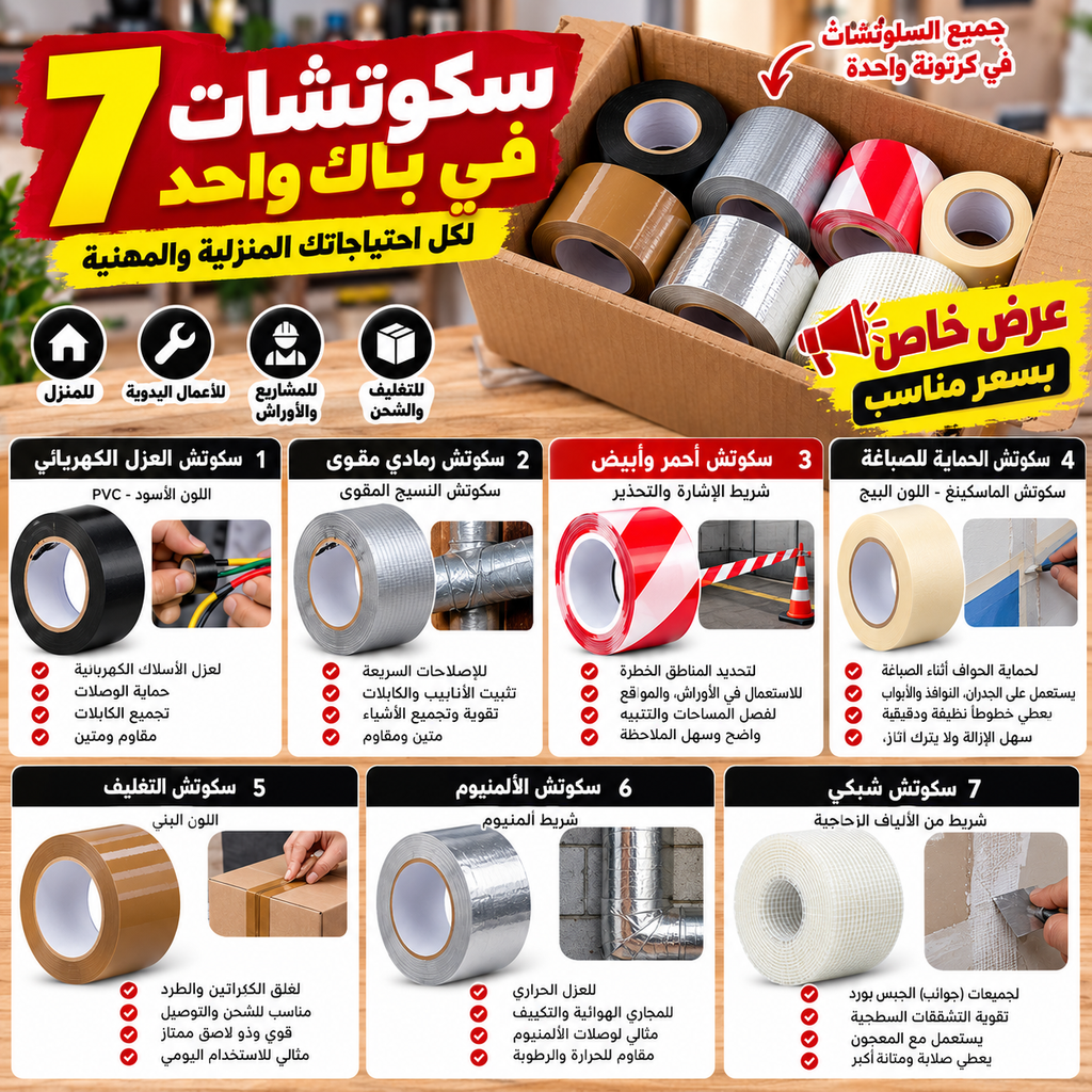 باك 7 سكوتشات متعددة الاستعمالات للمنزل والورشة