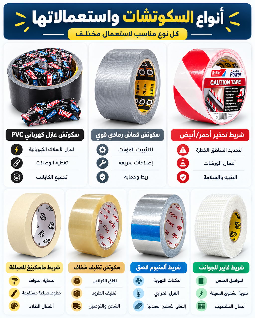 باك 7 سكوتشات متعددة الاستعمالات للمنزل والورشة